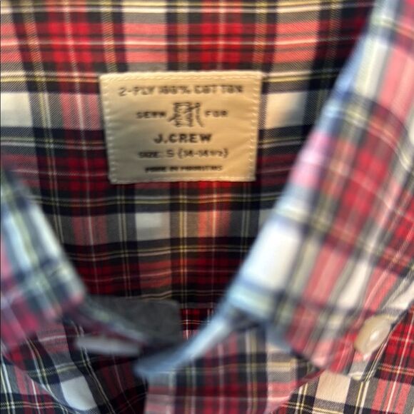 J. CREW Red White Tartan Plaid Casual Button Down Shirt Holiday Men's Small - Picture 5 of 5